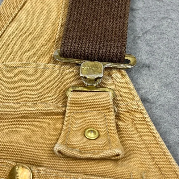 VTG Carhartt Bib Overalls Mens 36x30* Quilt Lined Double Knee Duck Canvas R03BRN